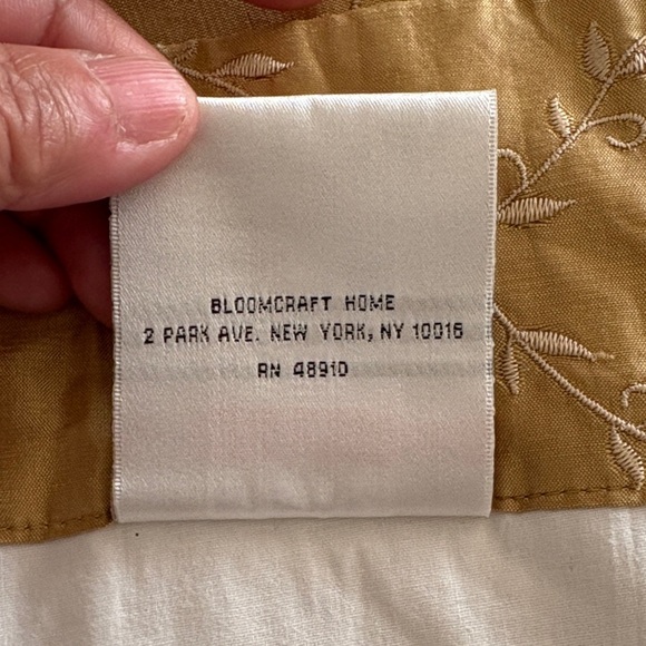 Gently Loved Gold Embroidered 100% Silk Lined Curtain Panel (only 1) - Picture 3 of 10